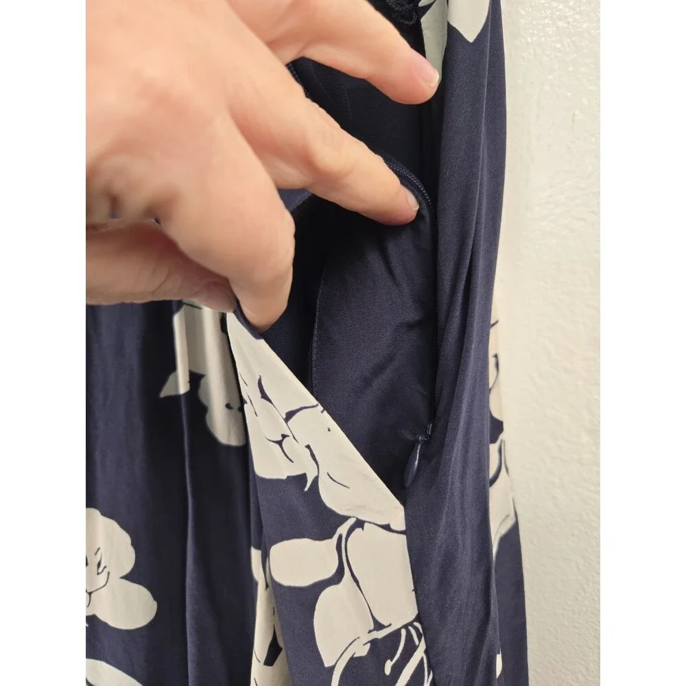 Boden Icons Agnes Dress Navy Floral Halter Midi Keyhole Size US 12 UK 16 Silk - Picture 10 of 13